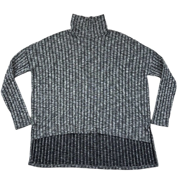 American Eagle Sweater Womens Small Green Ribbed Turtle Neck High Low Stretch - Picture 1 of 5